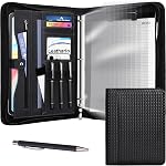 Leathario Portfolio, A4 Padfolio avec clavier, comprend 10 Protecteurs de feuilles claires et un stylo, Vegan Leather Document Holder Organizer, Dossiers de fichiers avec des poches pour tablettes, fournitures de bureau
