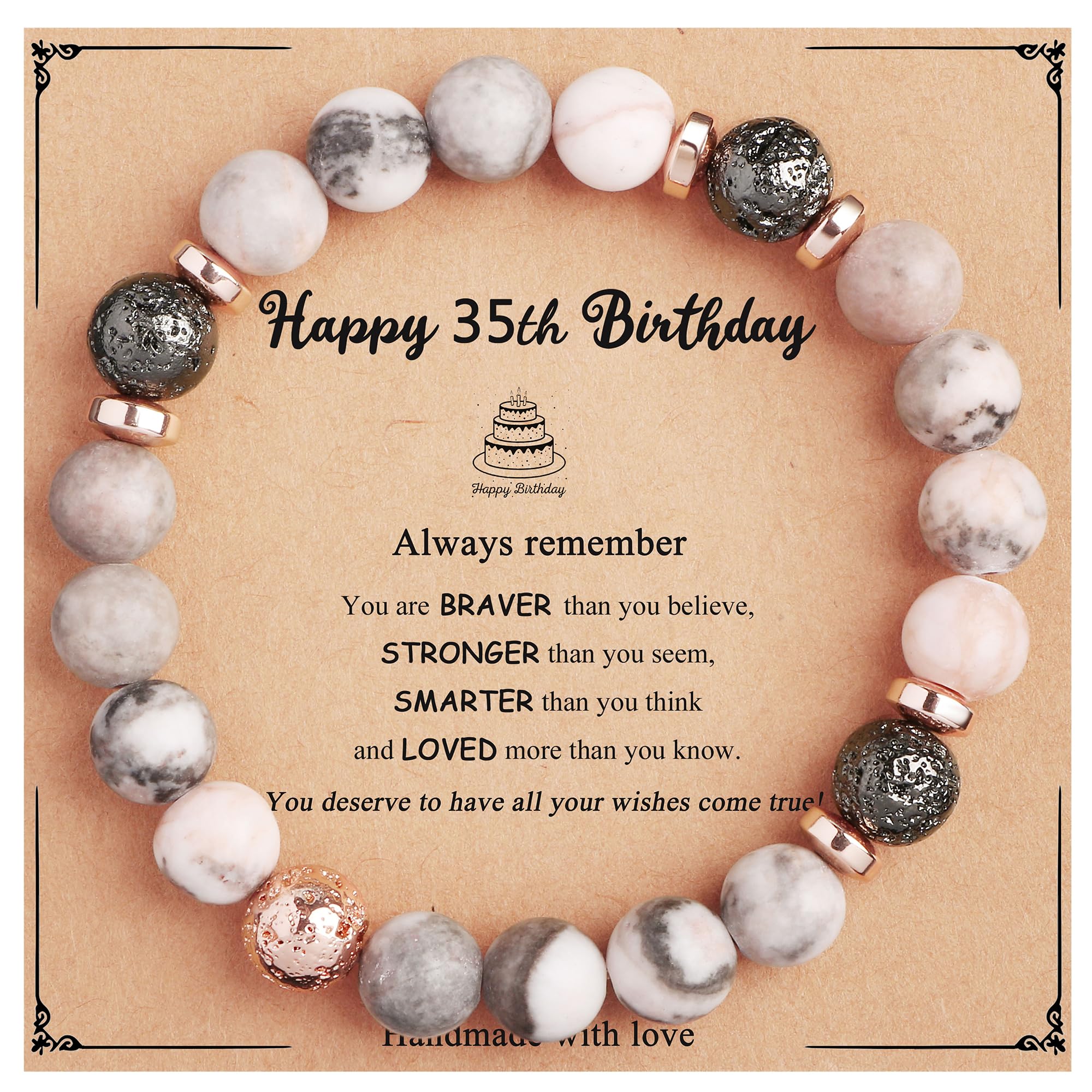 Yiyang 13th 16th 18th 21st 25th 30th 35th 40th 45th 50th 60th 65th 70th 75th 80th Birthday Gifts for Women, Natural Stone Bracelet Birthday Gifts for