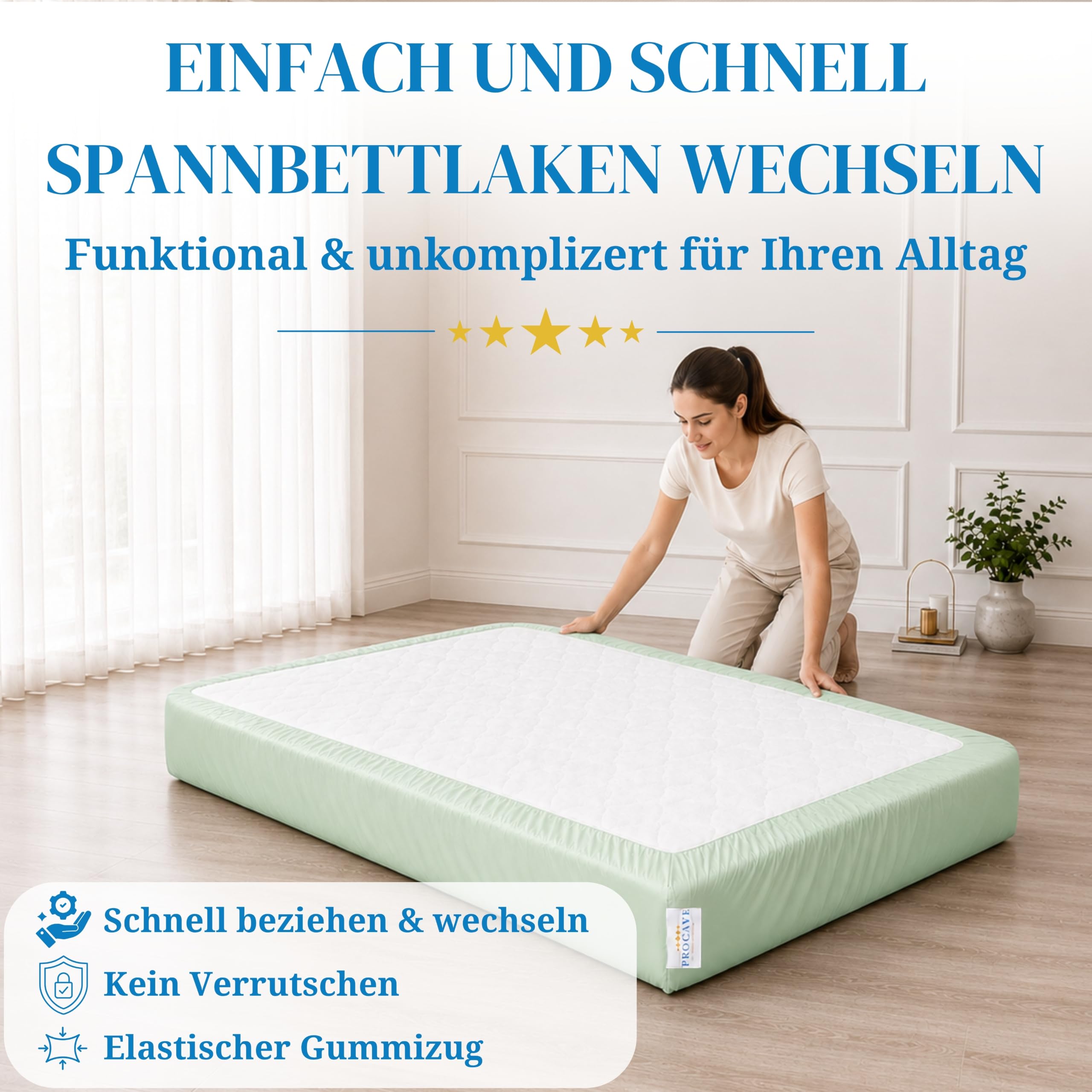 PROCAVE Sábana Bajera Impermeable en Verde, Transpirable y Lavable, Protector de colchón fácil de Limpiar, Fabricado en Alemania, 60 x 210 cm