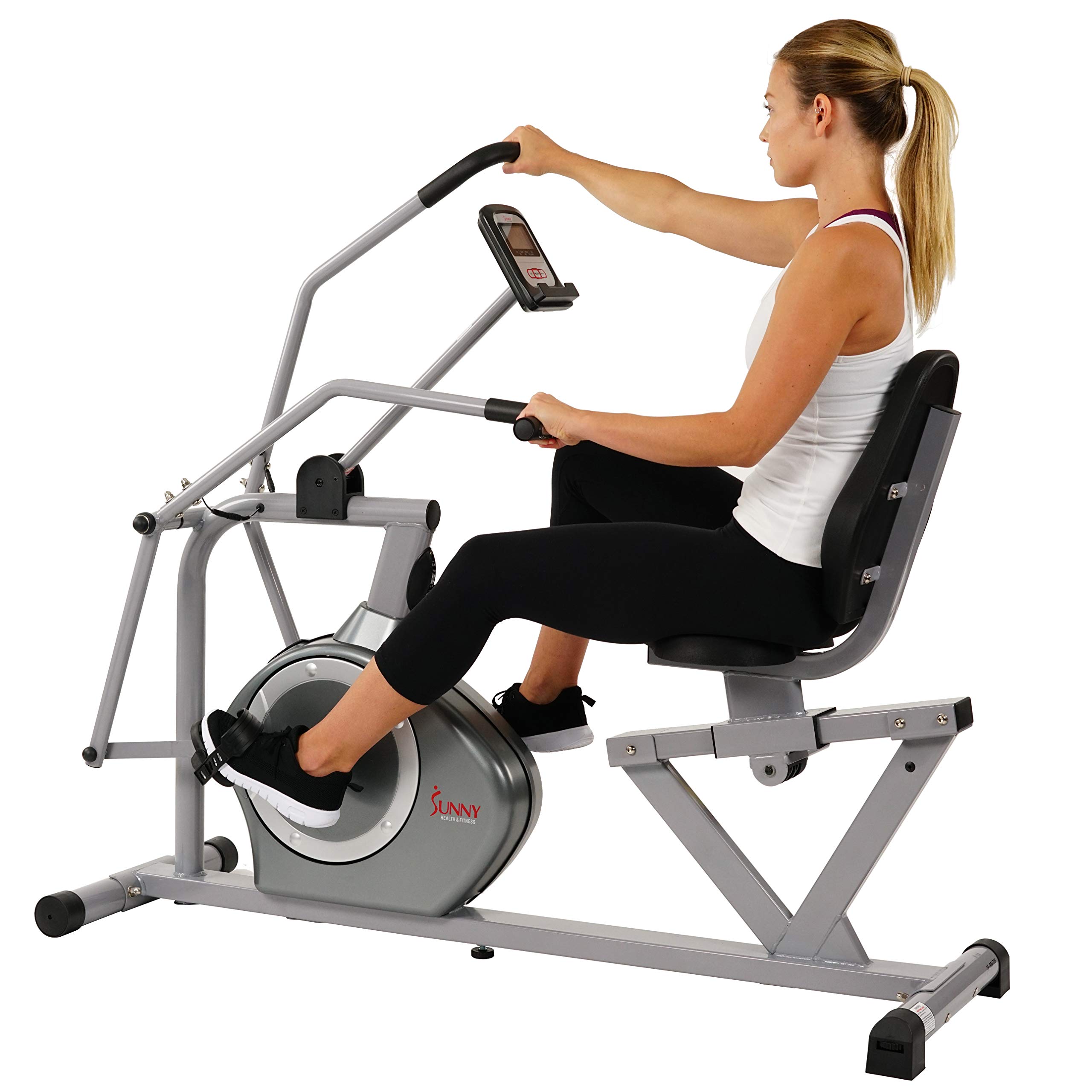 sunny health & fitness magnetic mini exercise bike with digital monitor and 8 level resistance