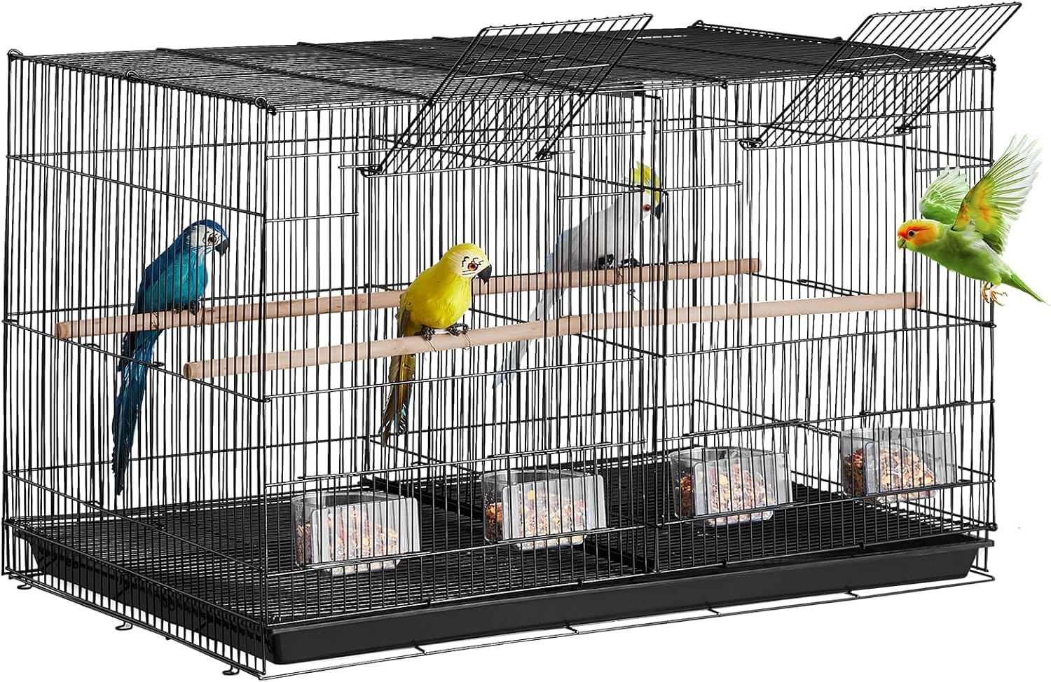 Jaula para Pájaros, Transportín Versátil para El Hogar Y Los Viajes, Ideal para Cacatúas, Loros, Periquitos, Cotorras, Cotorras, Palomas Y Otras Aves Pequeñas Y Medianas. Black, Dividable