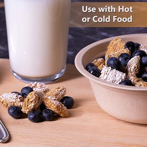 Miniatura 3 de Green Swan Cuencos de papel desechables, 12 onzas paquete de 100 Tazón grande, 100% compostable, biodegradable, ecológico, cuencos de color natural,