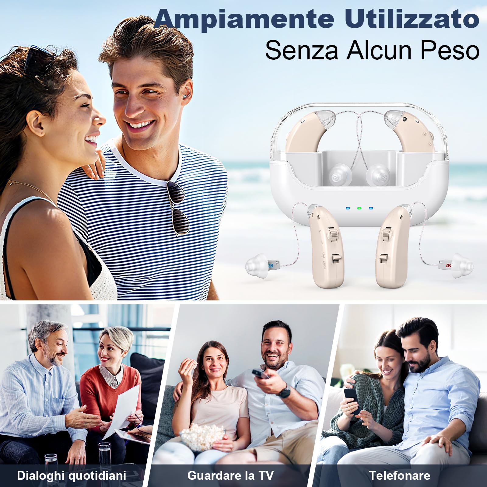Amplificatore Audio Ricaricabili per Anziani, con Soppressione del Rumore e Volume Regolabile, Interruttore di Accensione Indipendente