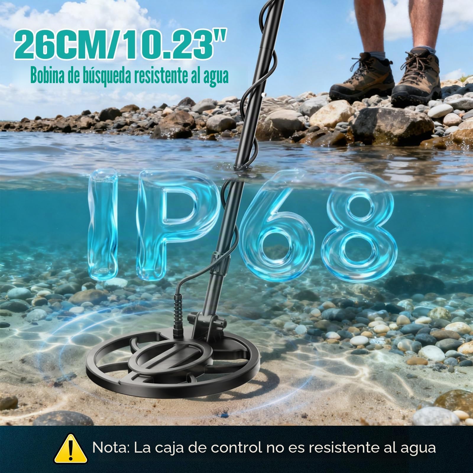 Detector de Metales Profesional, 5 Modos Detector de Oro para Adultos y Niños, Metal Detector Portátil, Pinpoint, Modo de Memoria, IP68 Bobina Impermeable con Pala y Auricular