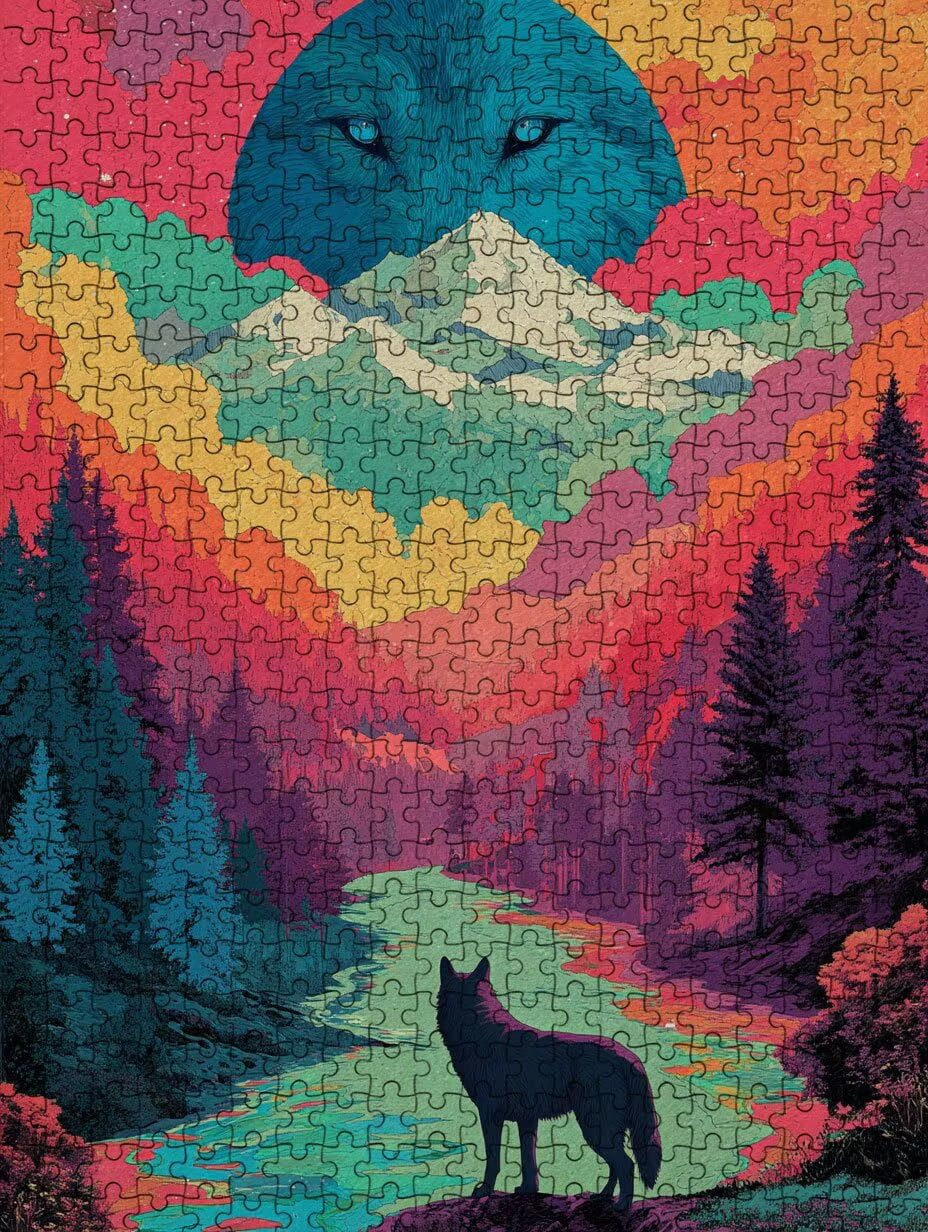 Puzzle dla dorosłych 1000, zabawne puzzle dekoracyjne, kolor wilka YHPGL1
