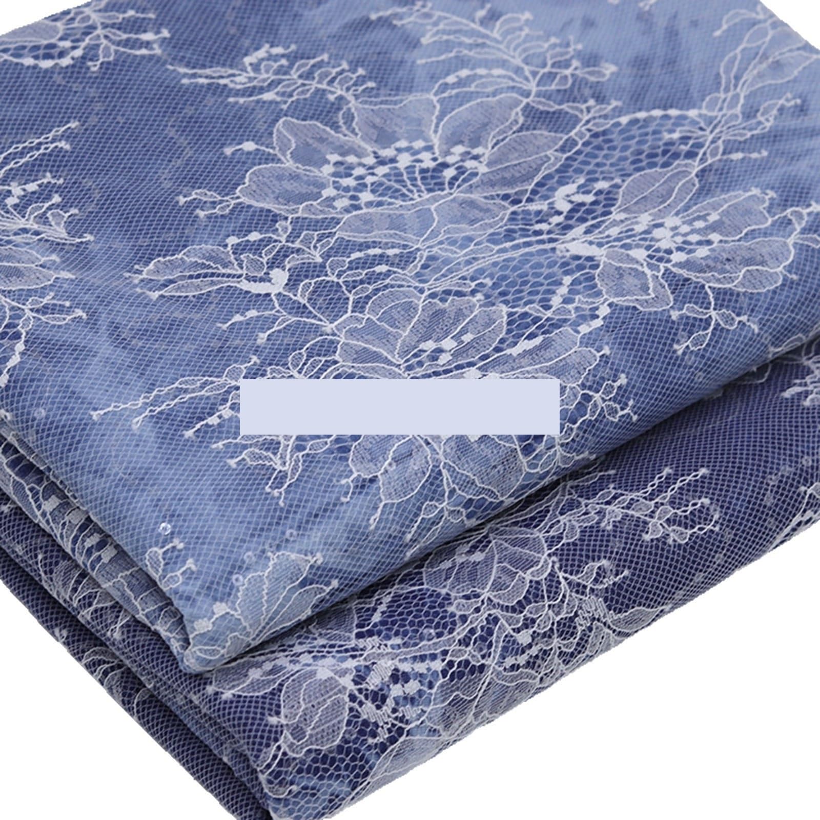 Haftowana tkanina bawełniana, Tkanina dżinsowa wielokolorowa 1 metr(Light Blue)