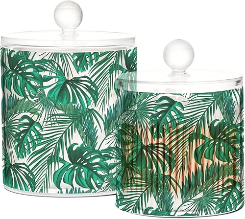 Miniatura 2 de KOPIRIT Palm Leaves Jars with Lids Canister Jar Bathroom Containers Small Jars Cotton Round Holder for Dorm Room Essentials for College Students