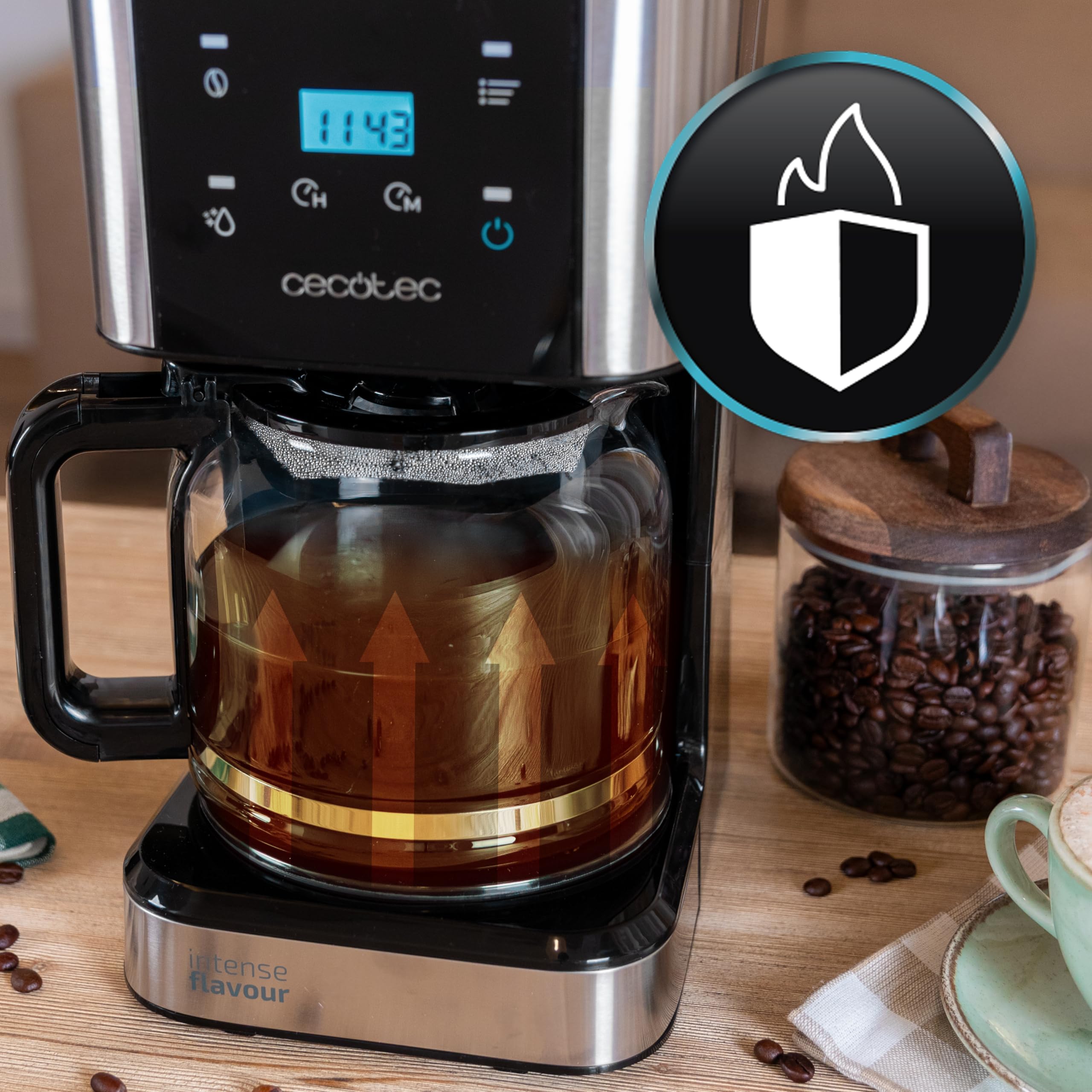 Cecotec Macchina Caffè Americano - Caffettiera a Goccia Coffee 66 Drop & Touch. 950 W, 1,5 L, 12 Tazze, Pannello tattile, Caraffa in vetro, Timer 24h, 6 interruttori, Filtro a rete riutilizzabile