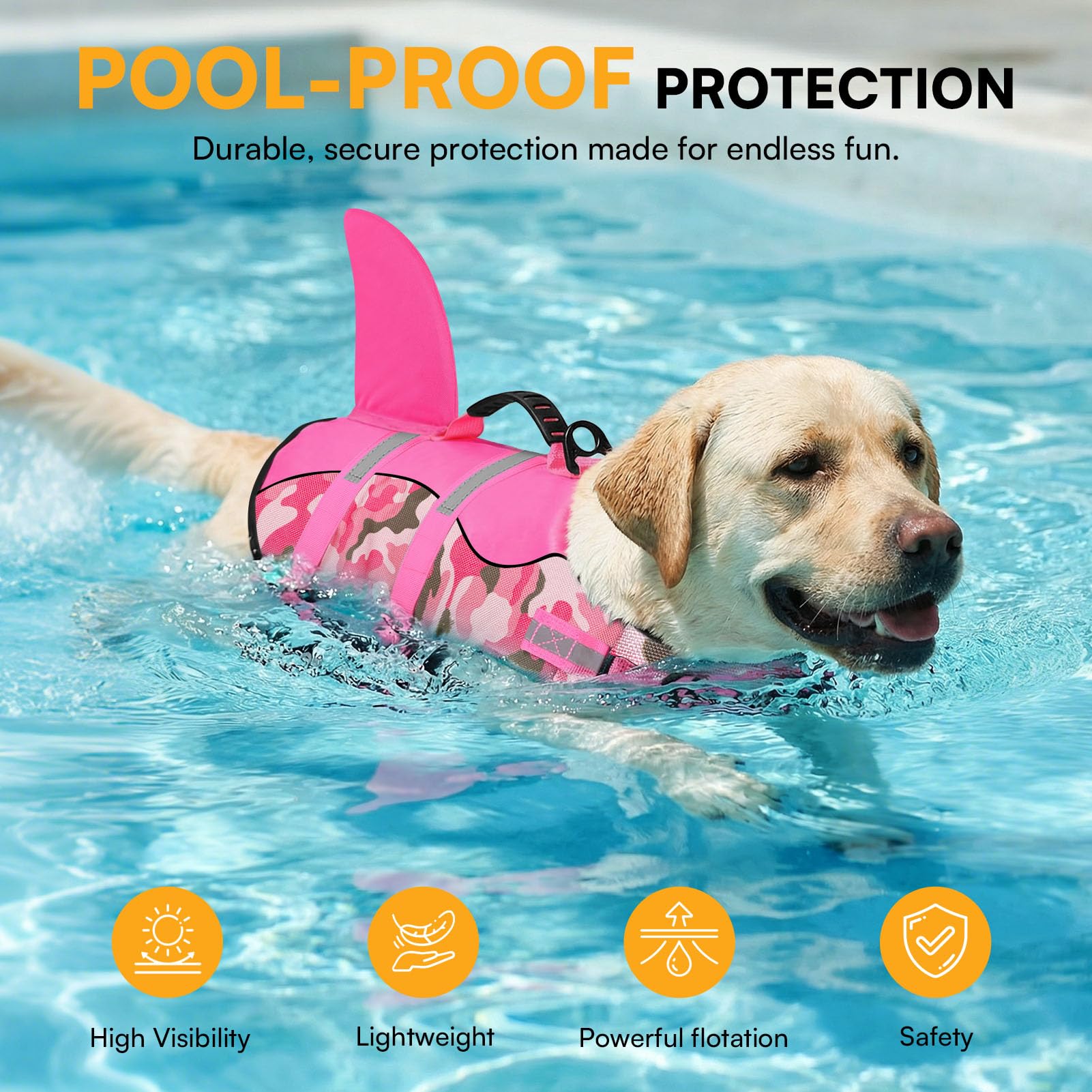 Queenmore Chaleco Salvavidas para Perro, Chaleco de Seguridad antidesgarro, Ajustable, con Alta flotabilidad y Mango de Rescate Duradero, para Perros pequeños, medianos y Grandes