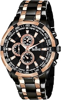 SWISSTYLETwo Tone Chrono Look Analog Stainless Steel Watch-SS-GR6612 For Men, black, strap