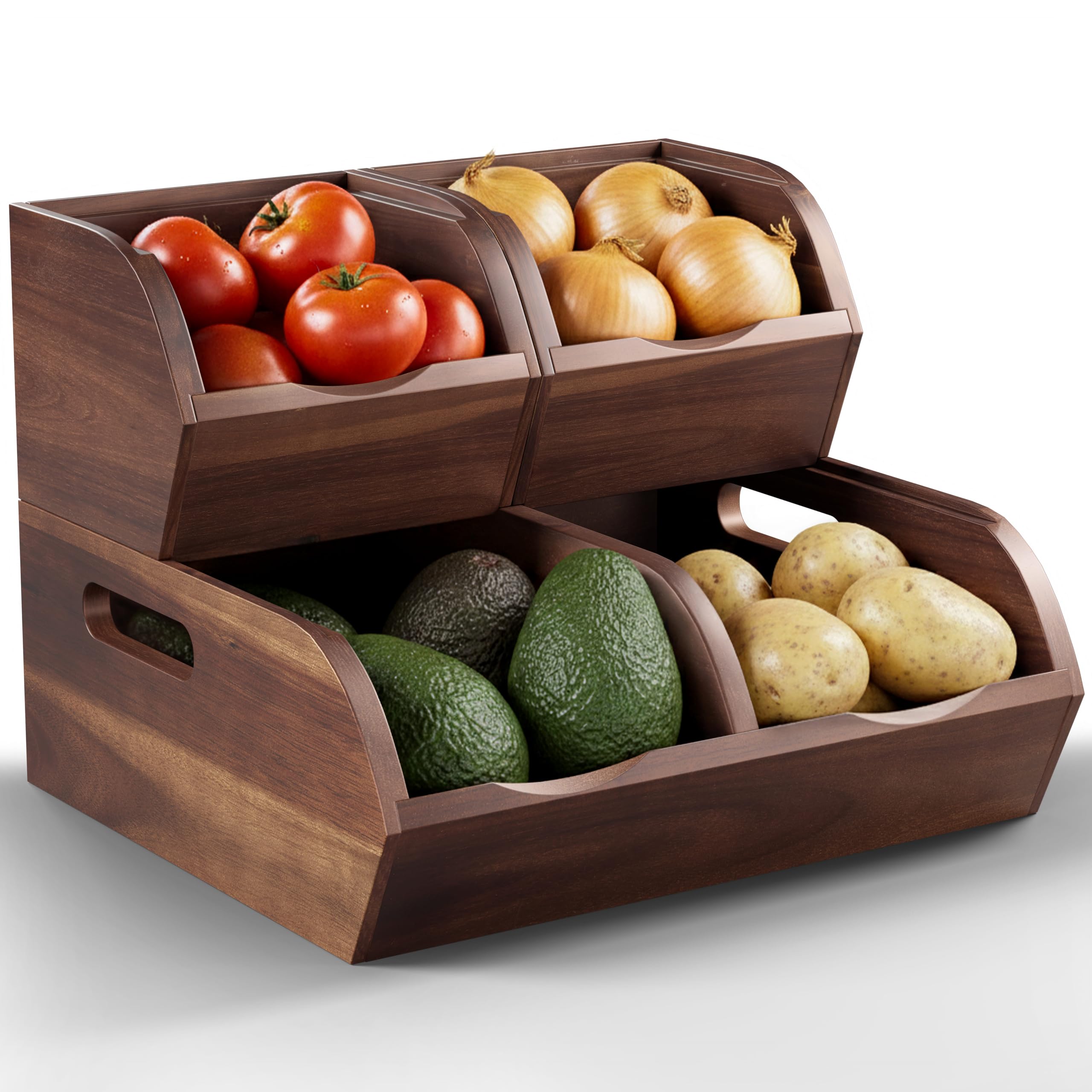 Amazon.com: NAGAWOOD Acacia Wood Pantry Storage Bins - Stackable