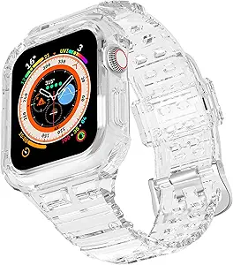 CRIS-BAND Bumper Bands Compatible with Apple Watch Band 45mm 44mm 42mm 41mm 40mm 38mm for Women Men, Water Shock-Proof Strap for iWatch Apple Watch Band with Case for Series 9 8 7 6 SE 5 4 3 2 1
