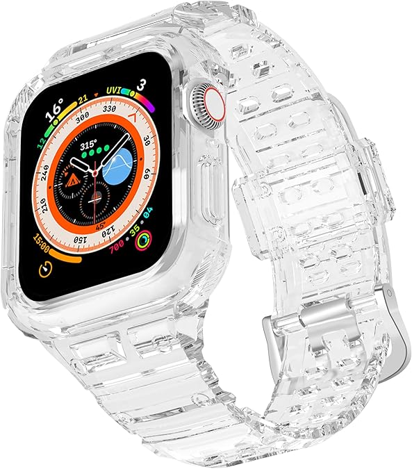 CRIS-BAND Bumper Bands Compatible with Apple Watch Band 45mm 44mm 42mm 41mm 40mm 38mm for Women Men, Water Shock-Proof Strap for iWatch Apple Watch Band with Case for Series 9 8 7 6 SE 5 4 3 2 1