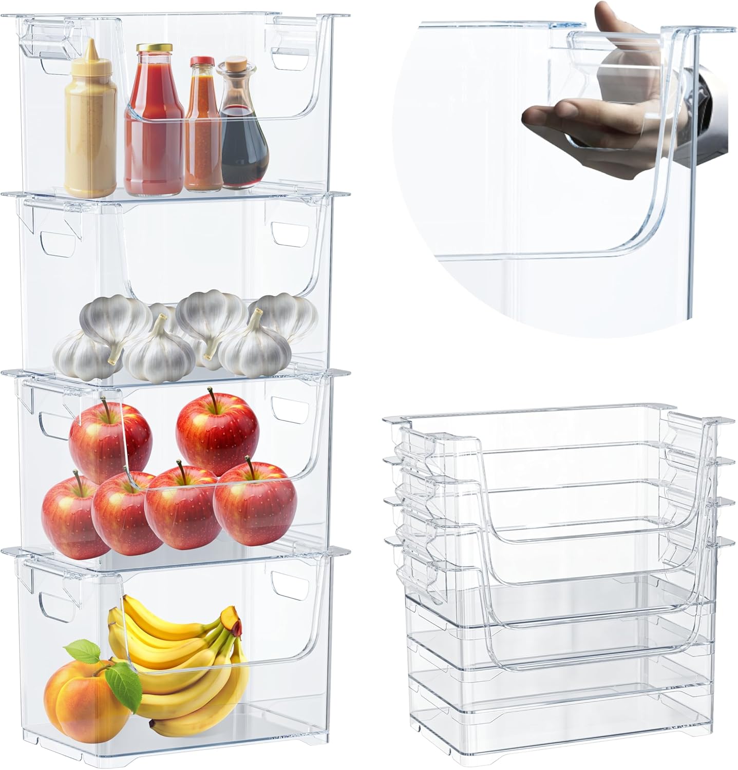 Clear Stackable Storage Bins for Kitchen and Pantry Organization