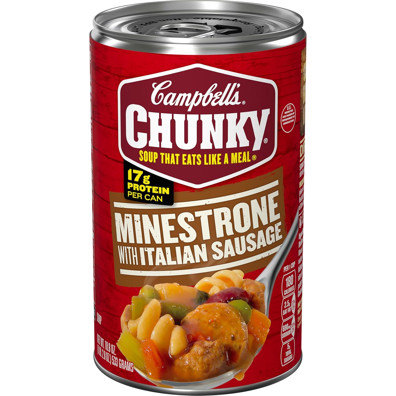 Campbell’s Chunky Soup, Minestrone with Italian Sausage Soup, 18.8 Oz Can