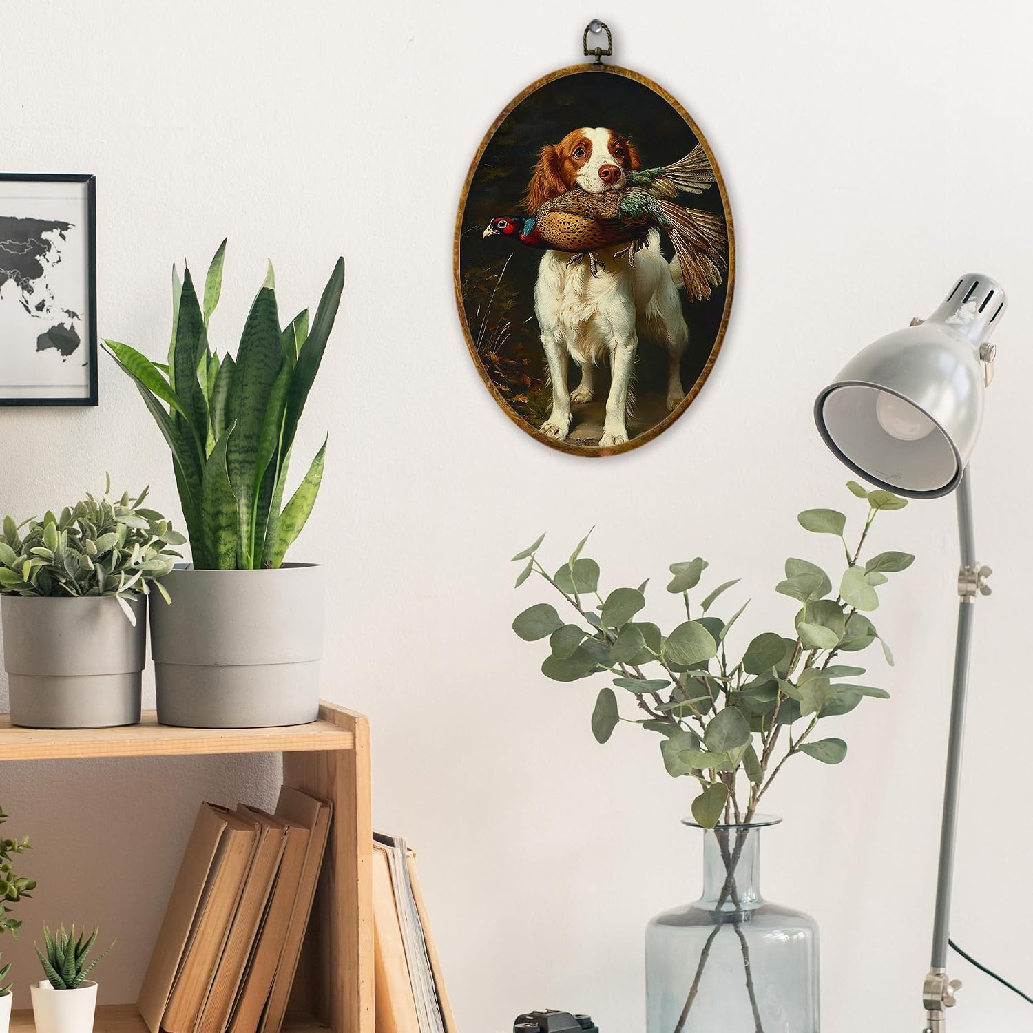 Vintage English Springer Spaniel Framed Wall Art Rustic Hunting Dog Decor 8.6x11.4 Inch