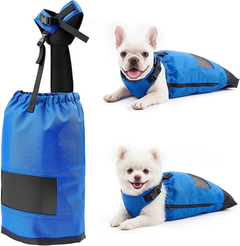 Bolsa de Arrasto Ajustável para Cães e Gatos com Mobilidade Reduzida Sadnyy, Nylon com Malha Respirável, Azul, XS