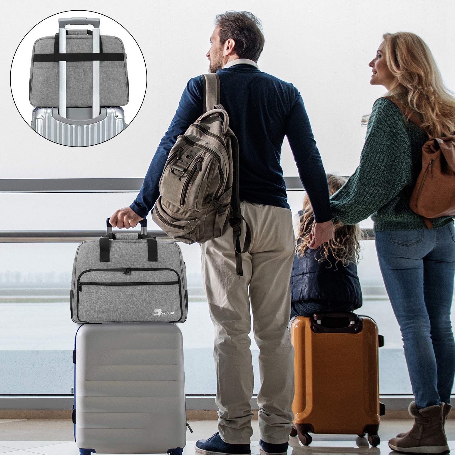 Yarwo Overlocker-Tasche, Tragetasche für Overlocker, Transport- und Aufbewahrungstasche für Overlocker (passend für die meisten Overlock) und Andere Zubehörs, Grau