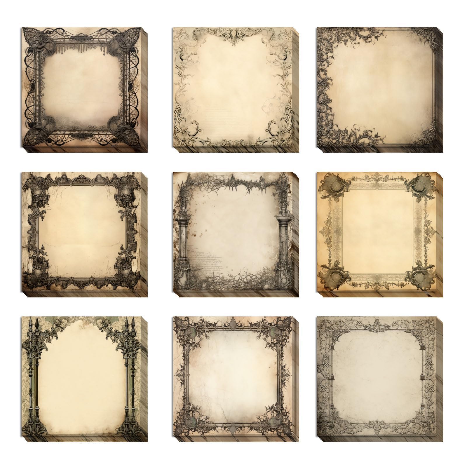 9 Pieces Halloween Gothic Sticky Notes Self-Adhesive Gothic Style Design Note Pads Gothic Style Sticky Memo Notes for School Office Home Supplies