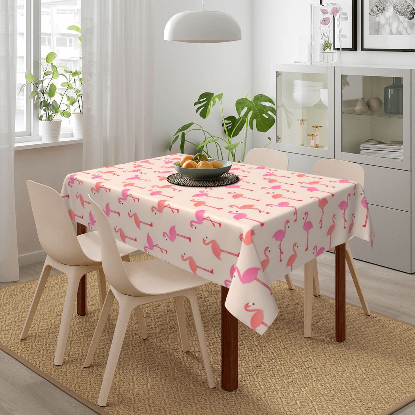 DANSICUINI Flamingo & Palm Leaf Tablecloth - 54x72 Inch Rectangular Polyester Table Cover For Dining, Parties, Outdoor - View #7