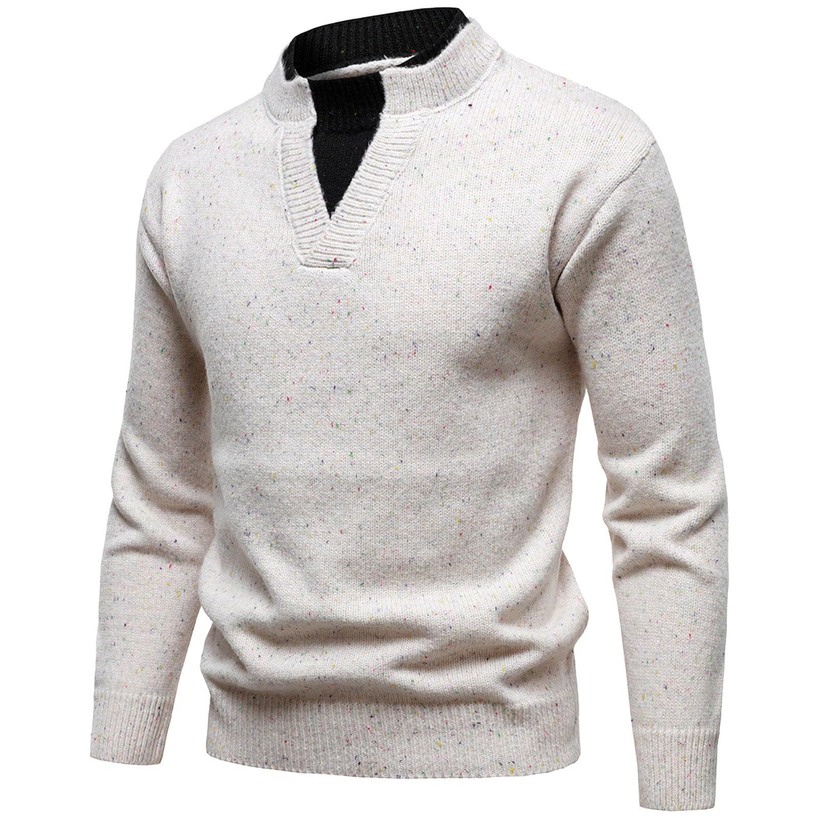 Generisch Jersey de punto fino para hombre, 2 en 1, cuello redondo, punto fino, sudadera de negocios, básica, jersey de punto cálido