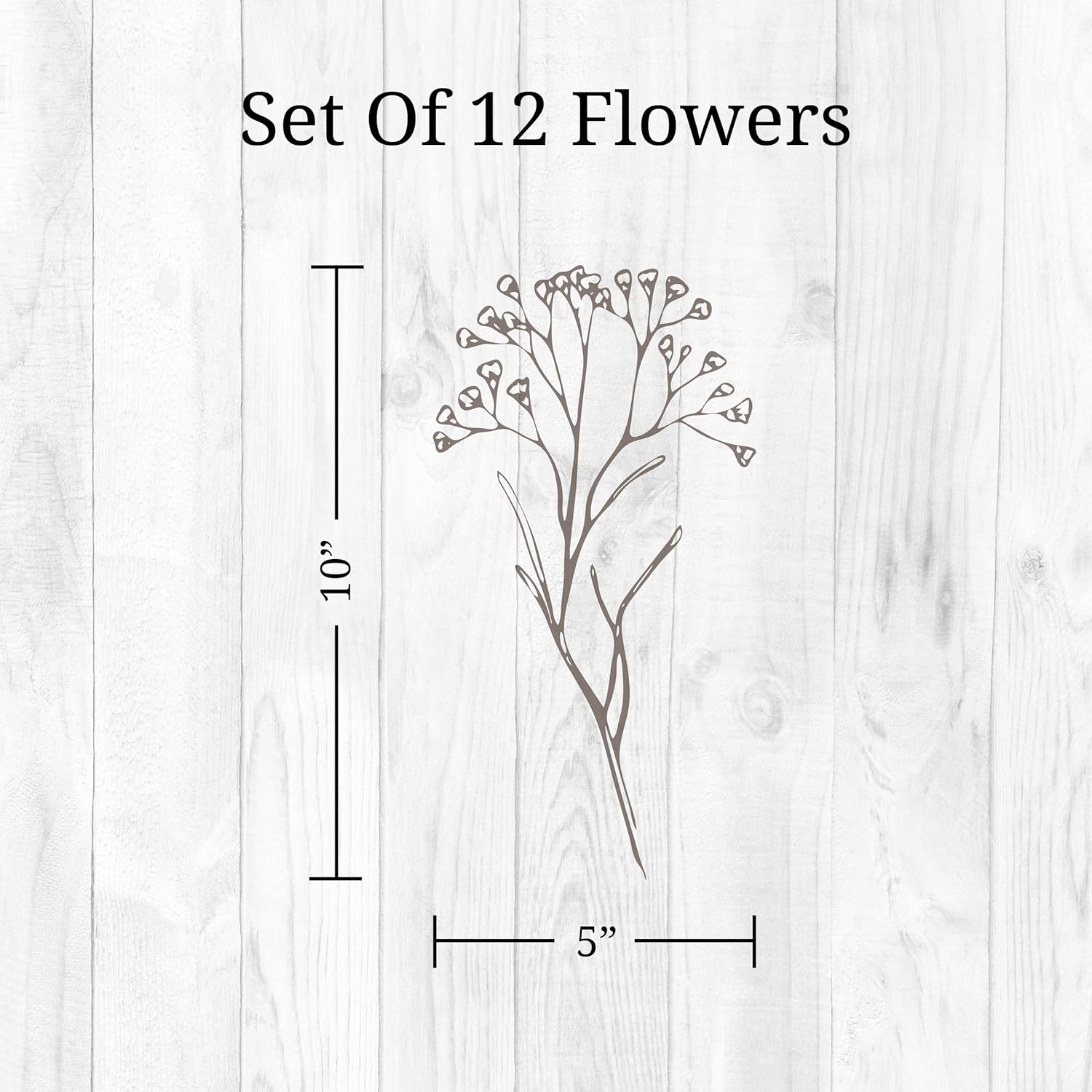 Set of 12 Brown Floral Peel and Stick Wall Decals