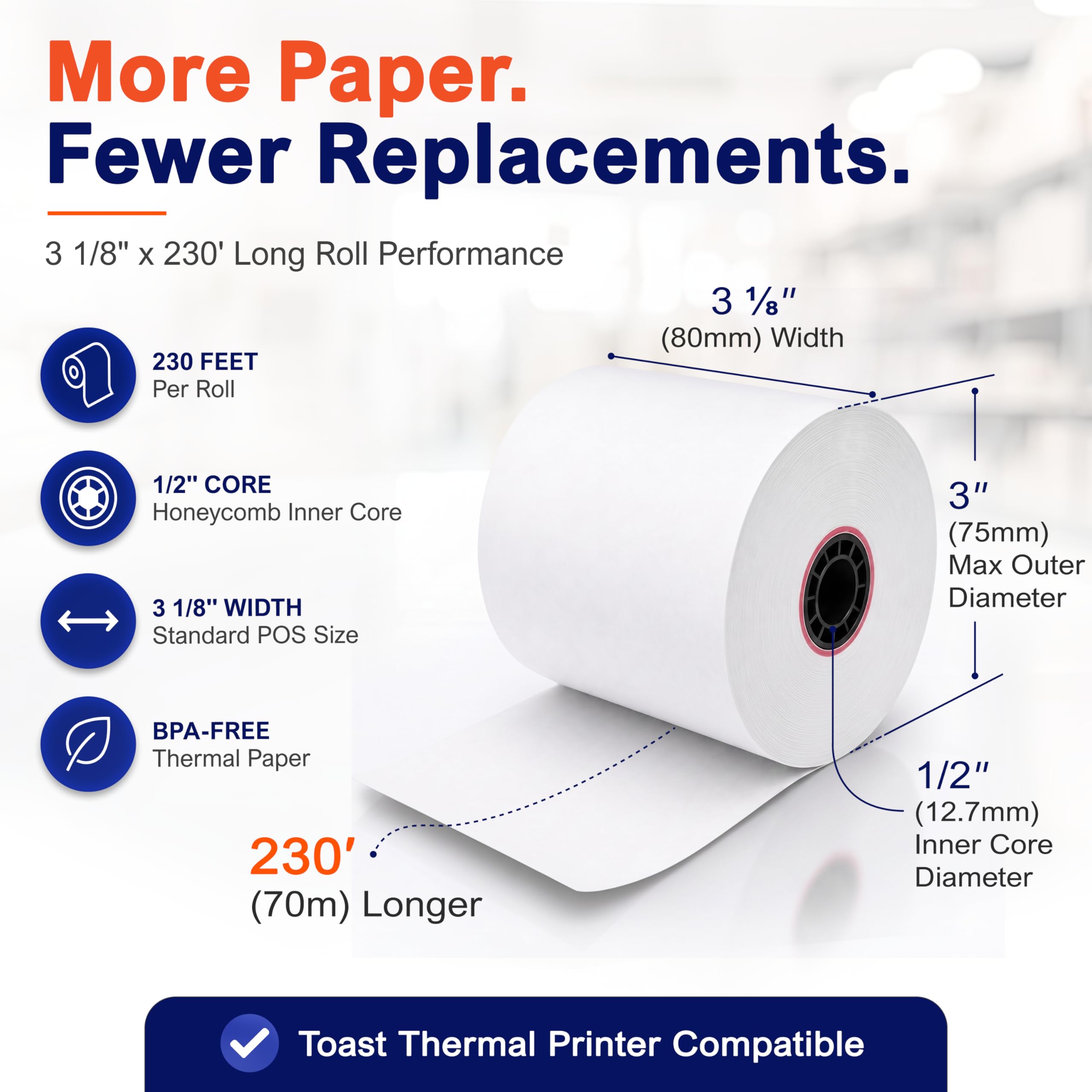 Rollo de papel para impresora térmica Toast TP200 (12 rollos)