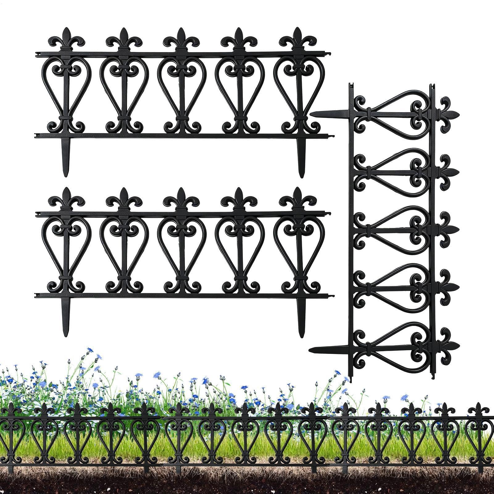 Muiltvoe Landscape Edging Border, 3-Piece Outdoor Lawn Picket Fencing, Decorative Garden Edging for Backyard, Pathway, Driveway, Park, Patio