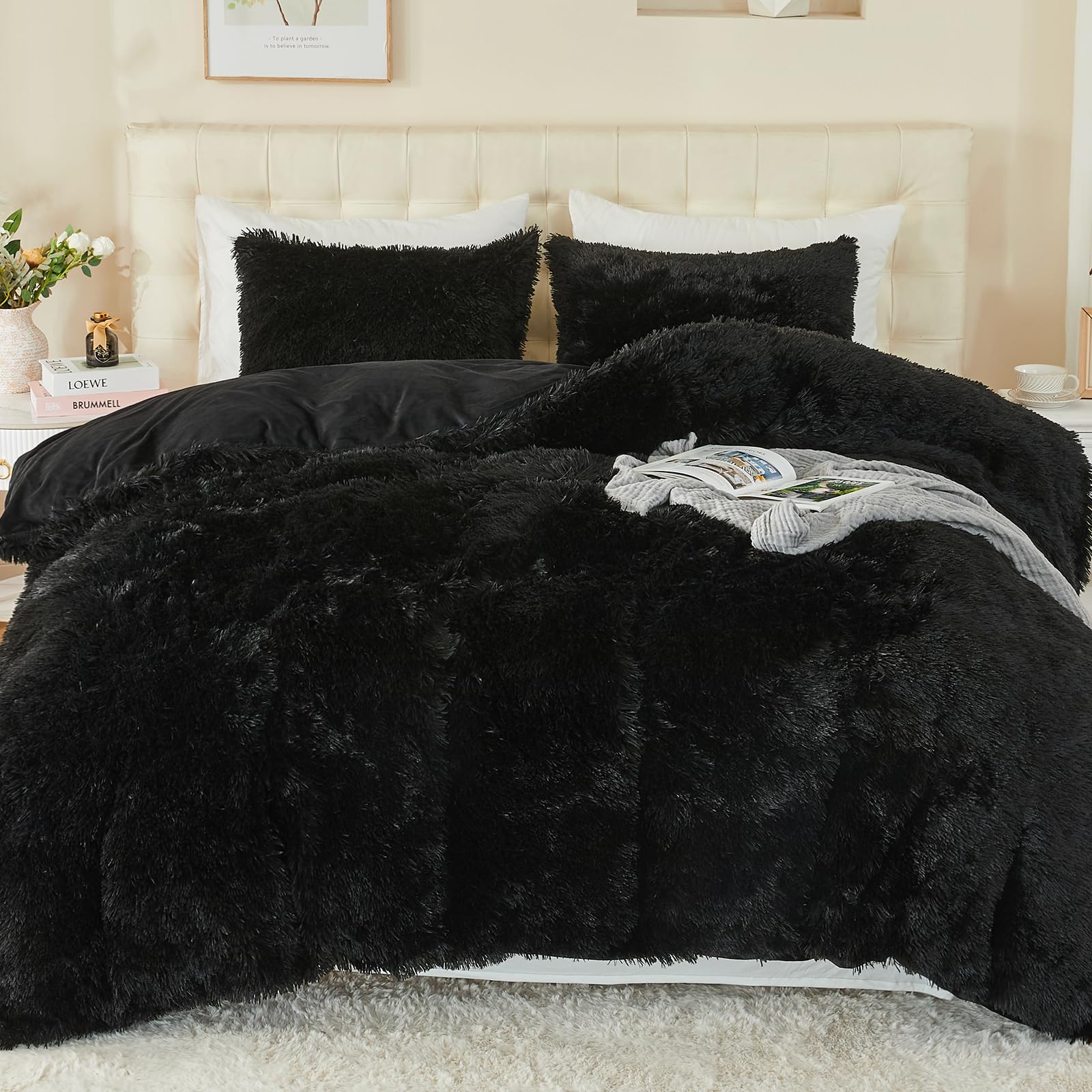 Ensemble pour lit Shaggy et peluche 200x200cm idéal pour des nuits d'hiver cocooning