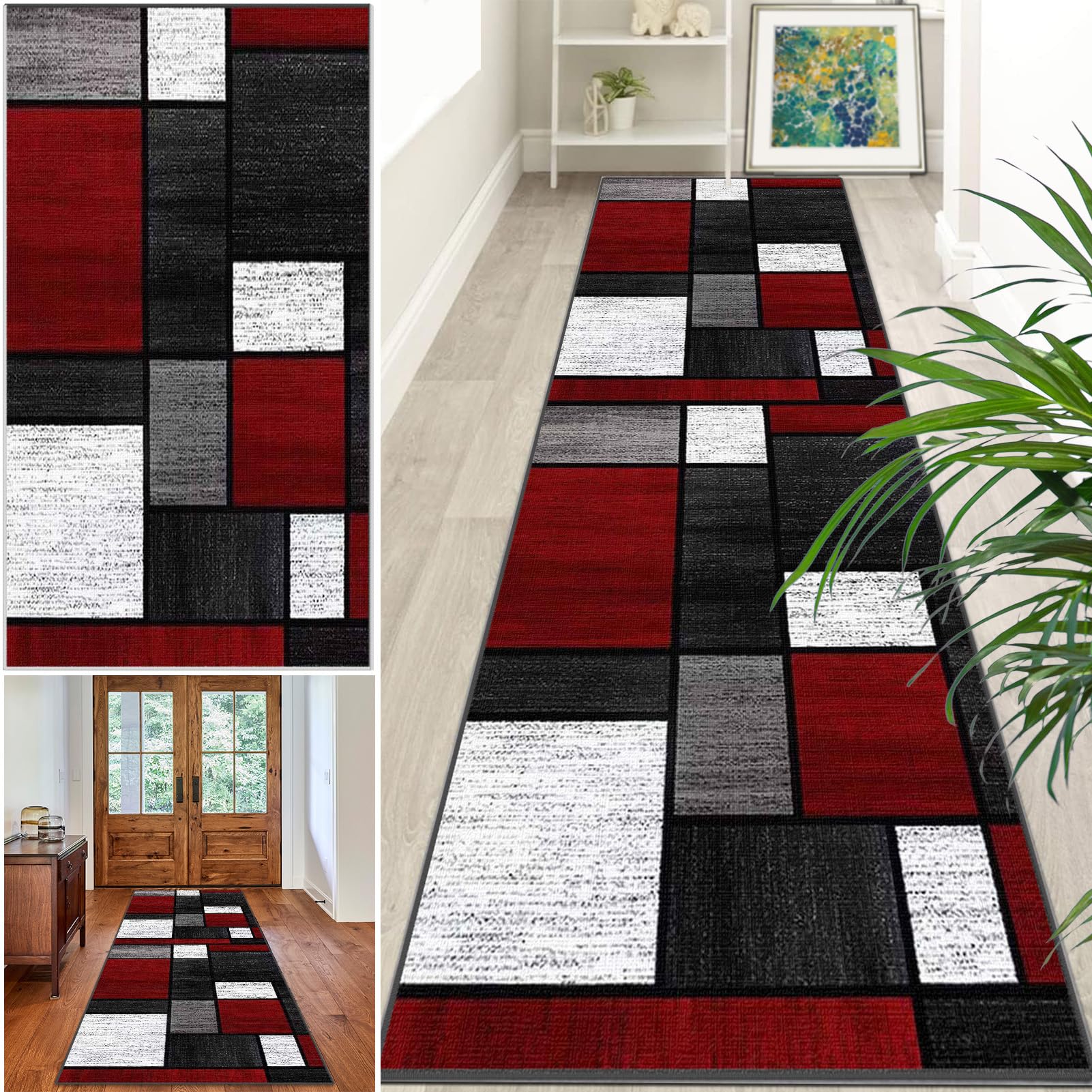 Extra Long Runner Rugs for Hallway Non Slip Carpet Absorbent Runner Rug Carpet Runners for Kitchen Hallway Runner Kitchen Rug Entrance Large 60 x 100 cm Stair Runner Rug Machine Washable Door Mat