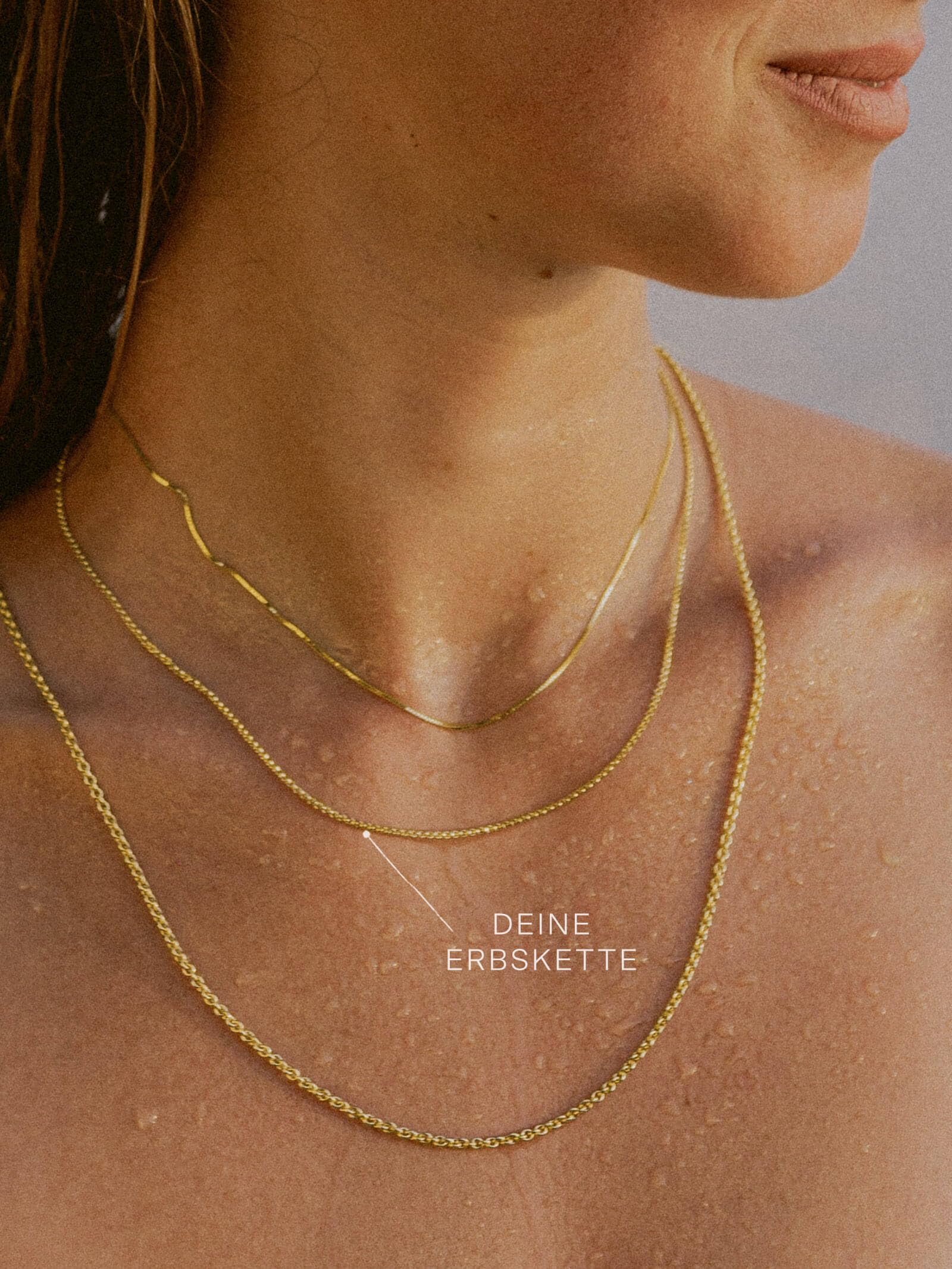 modabilé Damen Erbskette aus 585er Gold (42-45cm I 1,5mm breit) I Goldkette 585 ohne Anhänger I Zarte Halskette für Frauen I Echtgold Kette + Etui I Goldkettchen Produziert in Deutschland