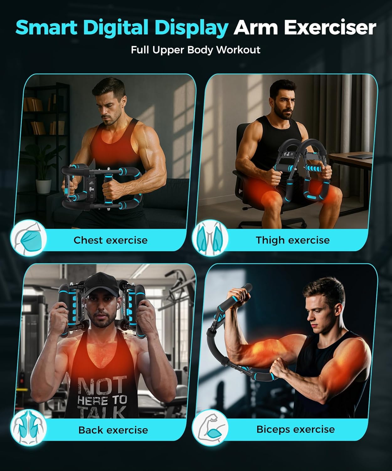 Twister Arm Trainer & Chest Workout Equipment with Digital Display - Auto Reps & Calorie Estimator, 40-120 lbs Home Gym Chest Exerciser for Men, Blue Pro