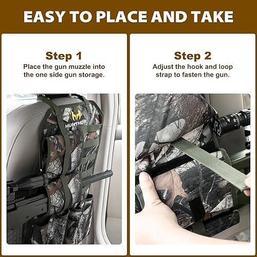 Miniatura 6 de Estante para pistola de camión (un par), estante resistente para armas de respaldo de asiento 900D, almacenamiento ajustable para armas de camión,