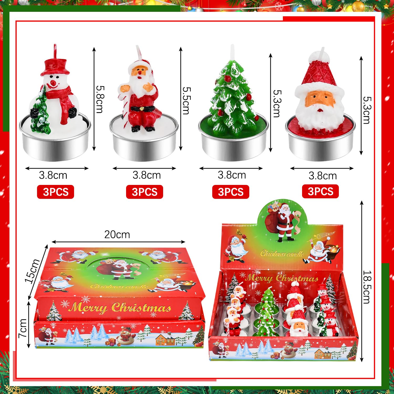 Set Candele Regalo Natalizio 6 Candele Tealight Natalizie Fatte A Mano - Babbo Natale, Pupazzo Di Neve, Pigne, Decorazioni Per Casa Candele Fatte A Mano