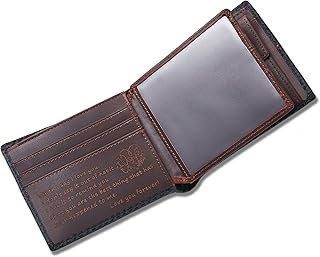 Personalized Engraved Leather Wallet for Boyfriend Husband from Wife Girlfriend - Mens Custom Bifold Wallets with Love Message - I Love You - Valentines Day Birthday Anniversary Christmas Wedding Gift
