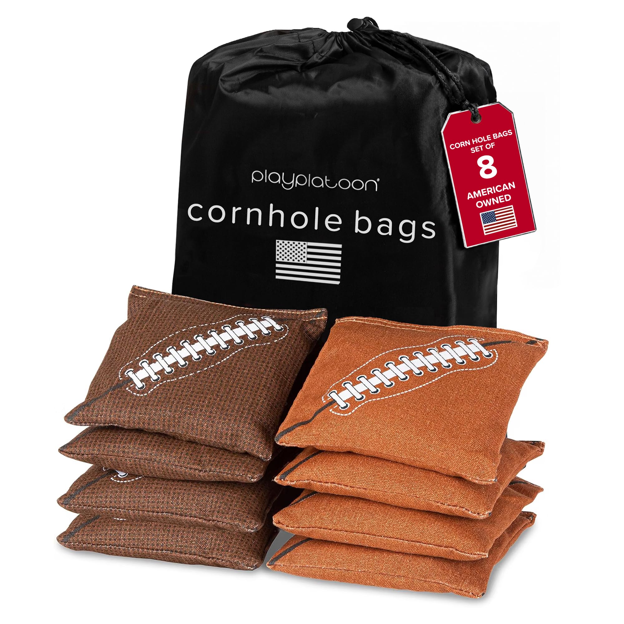 Play Platoon Cornhole Bags Set of 8 Regulation Size &amp; Weight Duck Cloth