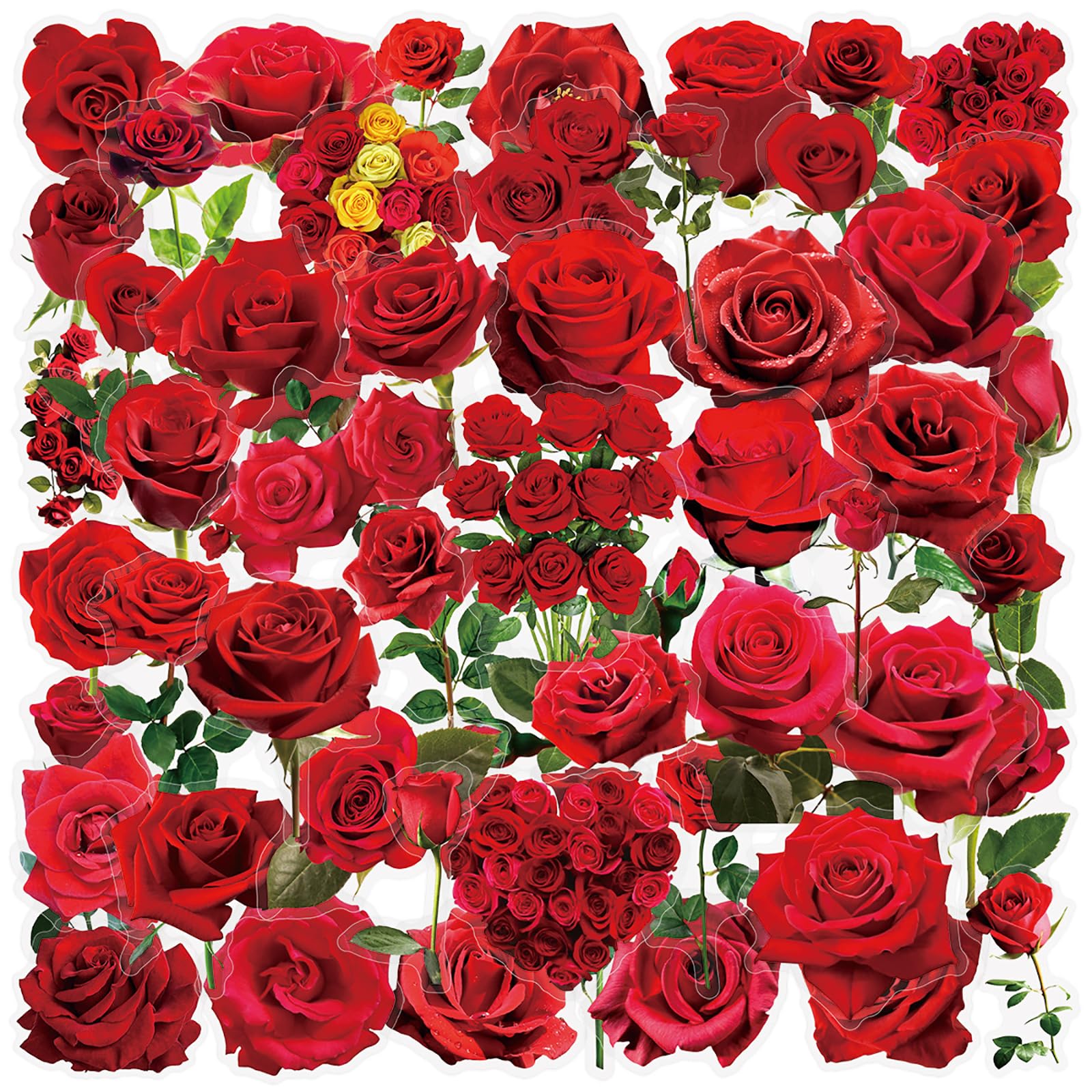 100Pcs Aesthetic Flower Sticker Waterproof Adhesive PET for Scrapbooking Journal Notebook Phone Case Guitar Flower Theme