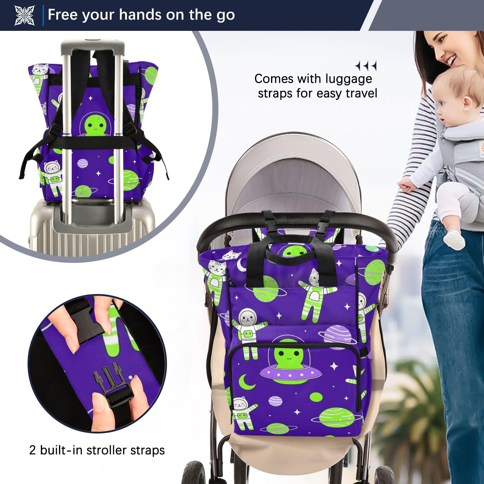 Zaino per pannolini Space Aliens and Astronauts Viola