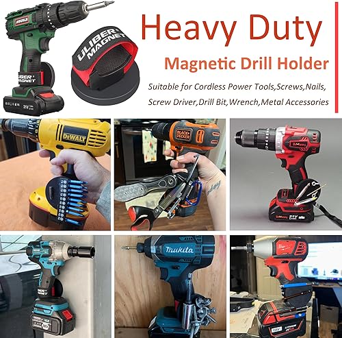 Miniatura 5 de ULIBERMAGNET Juego de 2 fundas magnéticas de alta resistencia con clip magnético fuerte para herramientas eléctricas inalámbricas, tornillos,