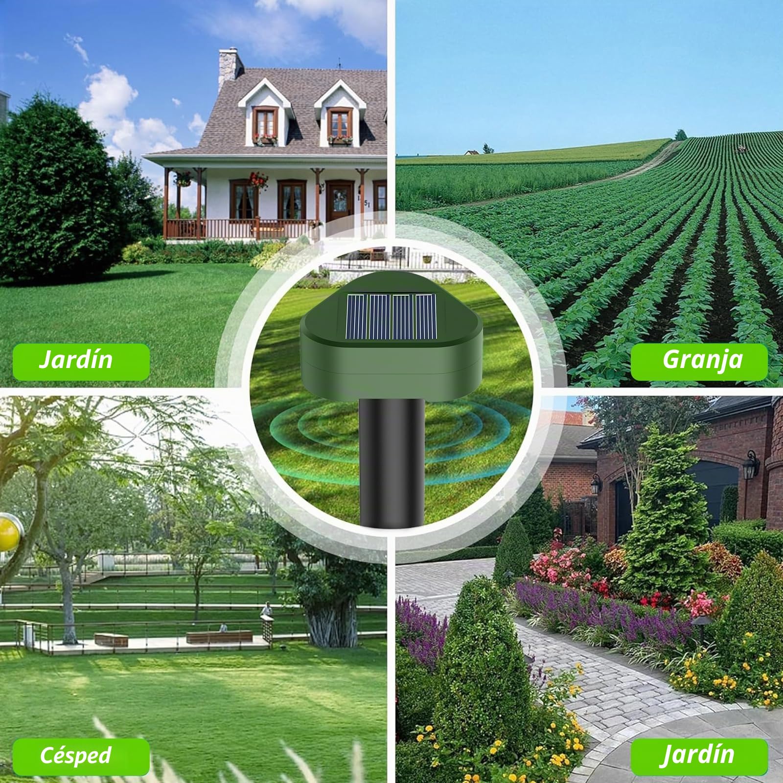 Solar Ultrasónico Ahuyentador de Topos 4 Piezas, Impermeable Repelente para Ratas Ultrasónico Solar Se Utiliza para Repeler Topos, Topillos, Serpientes y Lagartos Protege el Césped y Los Jardines