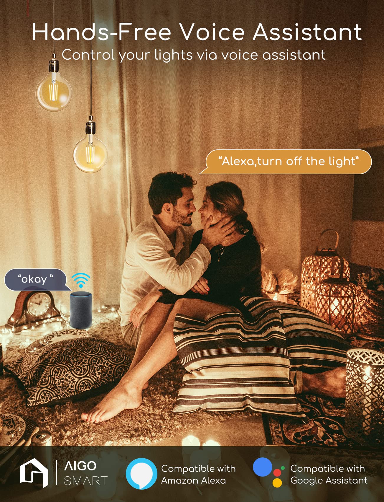 Aigostar Lampadina Vintage Smart, E27 LED 6W Transparente Lampadine Filamento a Globo G95, 850 LM Bianco Caldo Dimmerabile 2700K - 6500K, Compatibile con Alexa e Google Home, 2.4GHz WiFi, 3 Unità