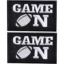 2Pcs Football Game ON Embroidery Iron-on/Hook-Loop Patch
