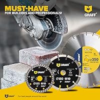 Vista 7 de (Paquete de 3, 4 ½ pulgadas) Hoja de Diamante GRAFF para Amoladora Angular - Rueda de Corte de Diamante para Cortar Piedra, Mármol, Granito