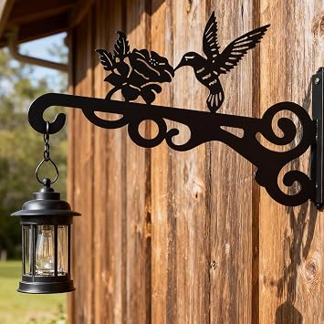 Hanging Basket Bracket Black Hanging Basket Brackets Outdoor 10 Inch Wall Brackets for Hanging Baskets Outdoor Hanging Basket Hooks for Plants Bird Feeders Lanterns