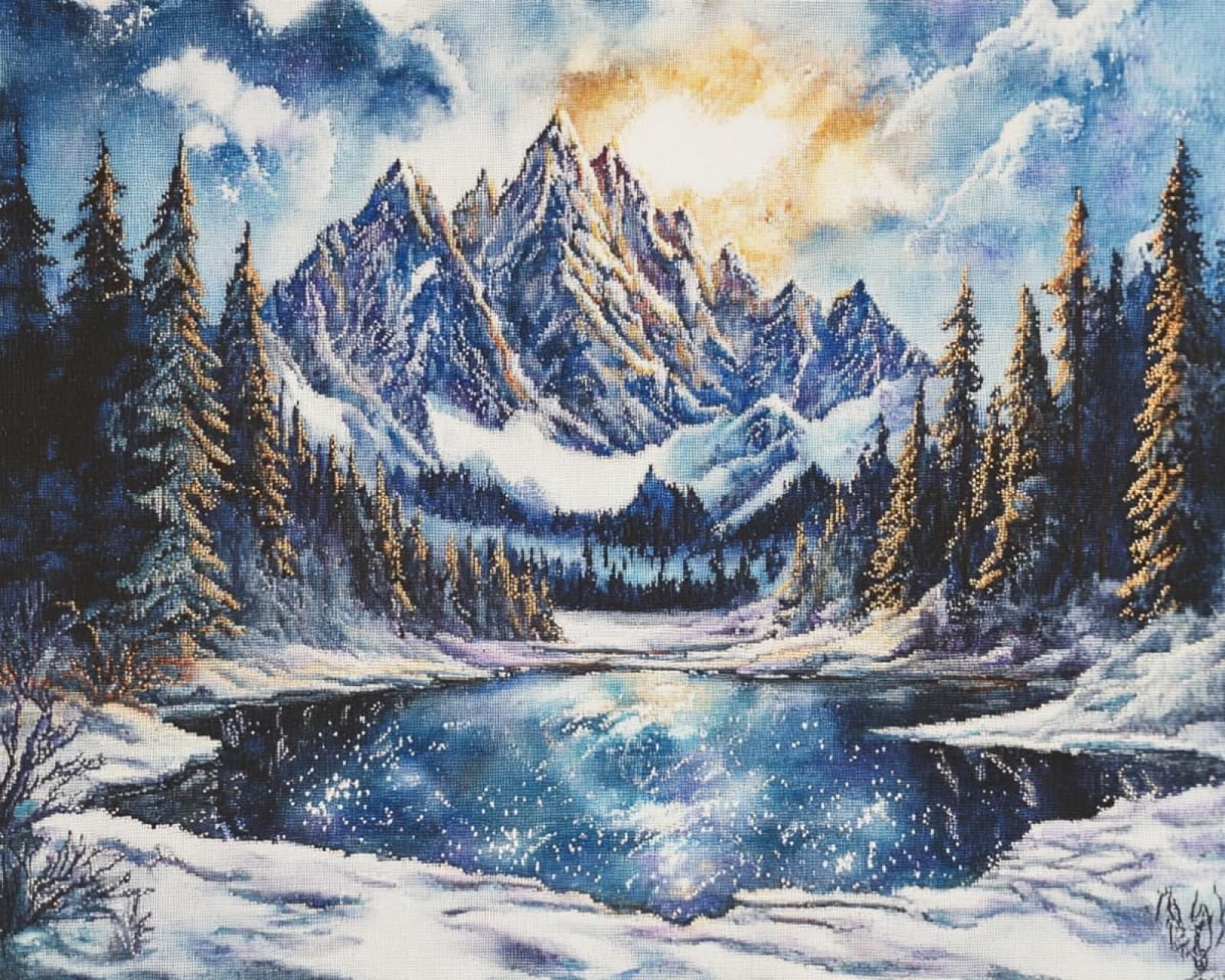 Wallphantom Latch Hook Kits for Adults Rug,Snow Mountain Forest Landscape,Latch Hook Kits DIY Crochet Handcraft Rug Hooking Kit for Kids and Adults,55x75cm