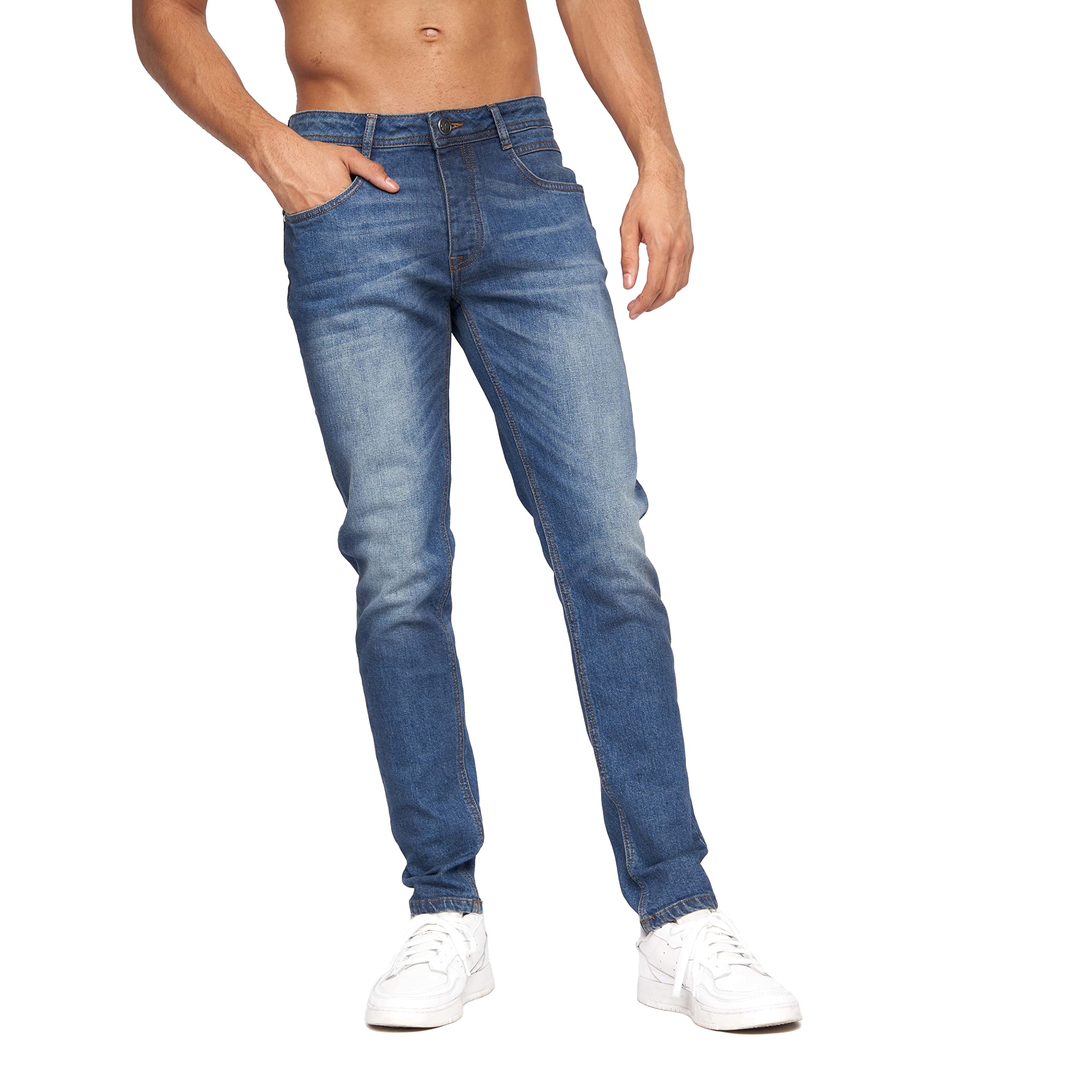 CrosshatchMens Everyday Essential Classic 'Sheldon' Casual Straight Leg Smart Stretch Slim Fit 5 Pocket Denim Cotton Rich Jeans - W30-W40