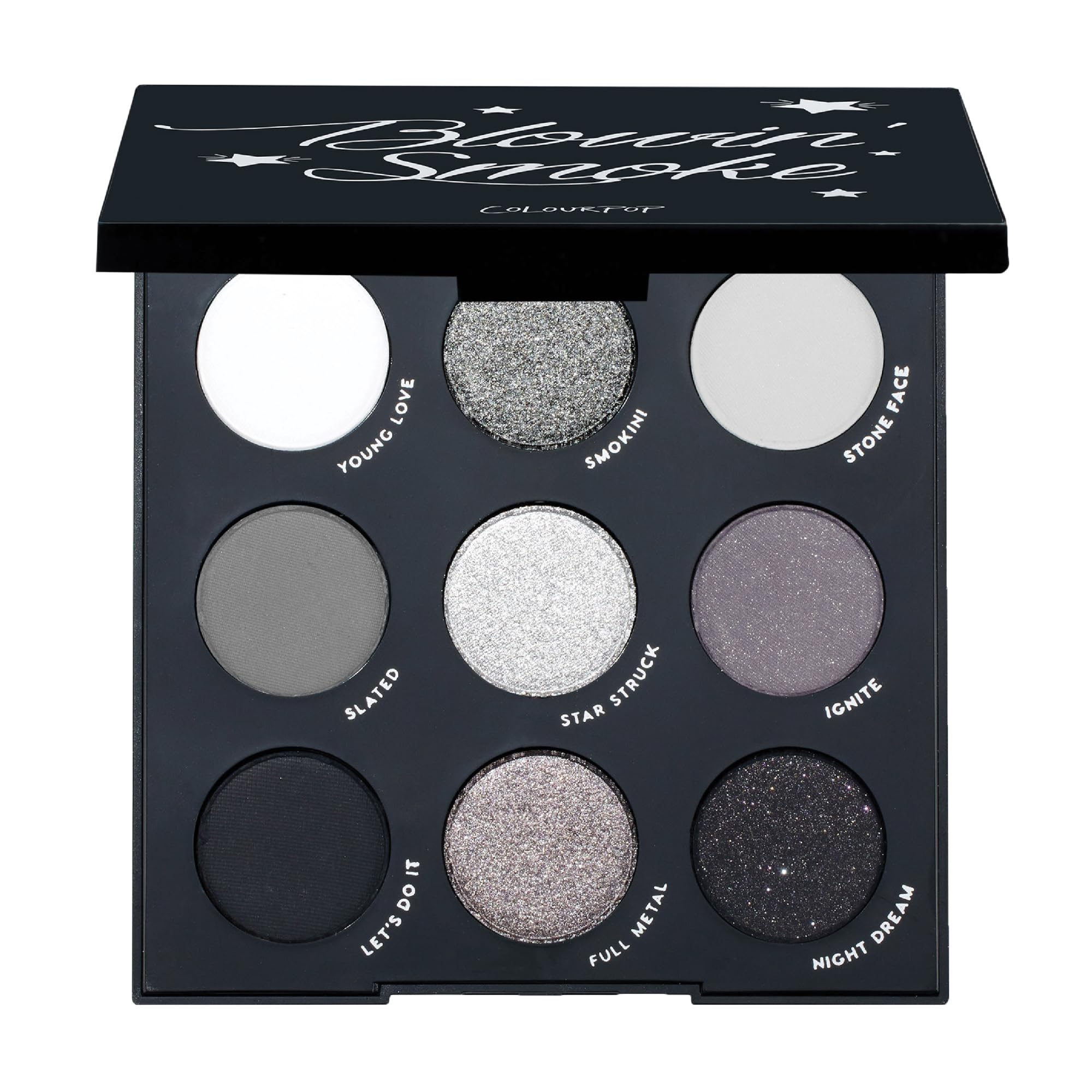 ColourPop Blowin' Smoke Eyeshadow Palette - Silver & Smokey Eye Eyeshadow Palette with Metallic & Matte Finishes - High-Pigment Eye Makeup with Long-Wearing Formula (0.3 oz)