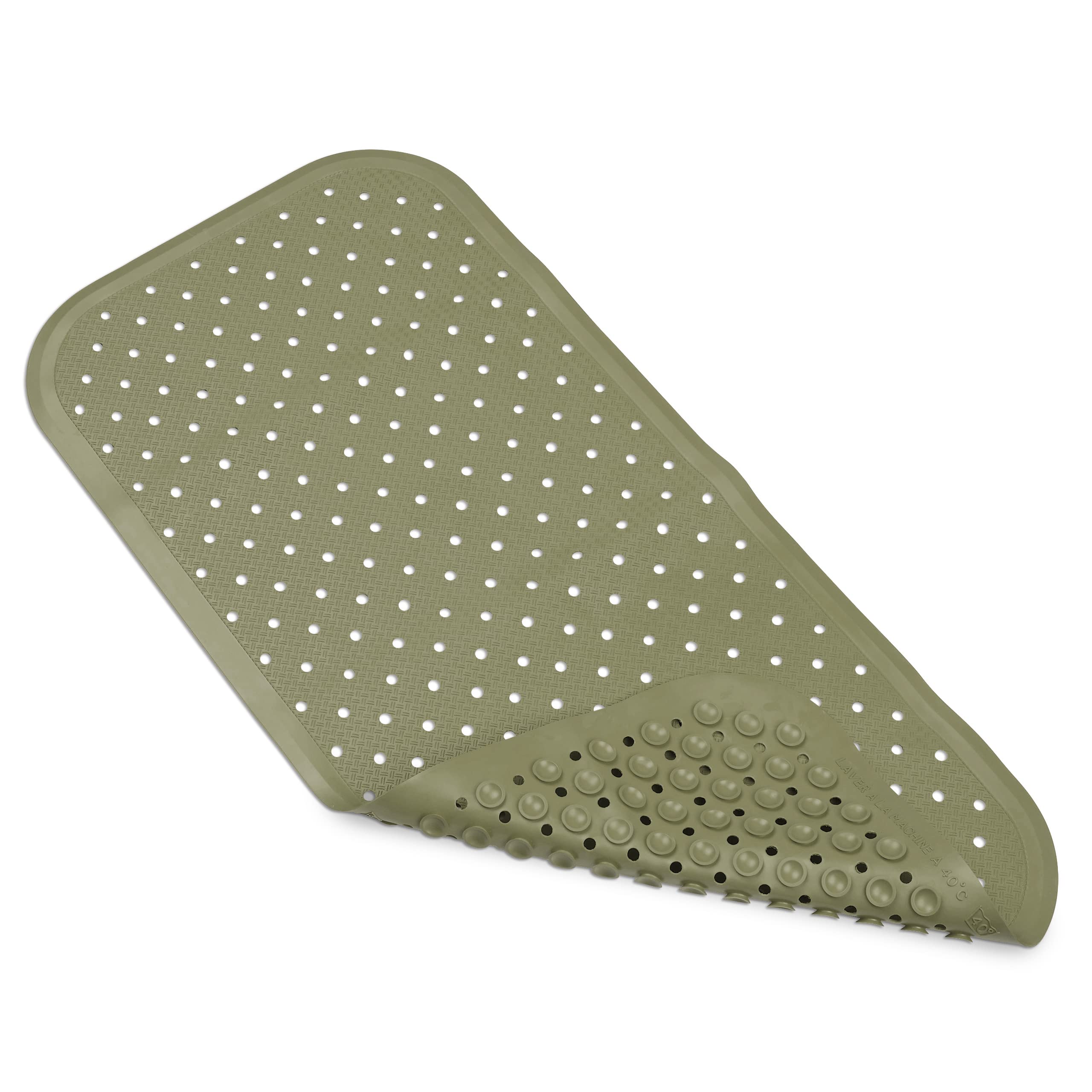 FAIR ZONE Tapis de bain antidérapant 76 x 34 cm - En caoutchouc naturel FSC - 100 % BPA et PVC - Vert