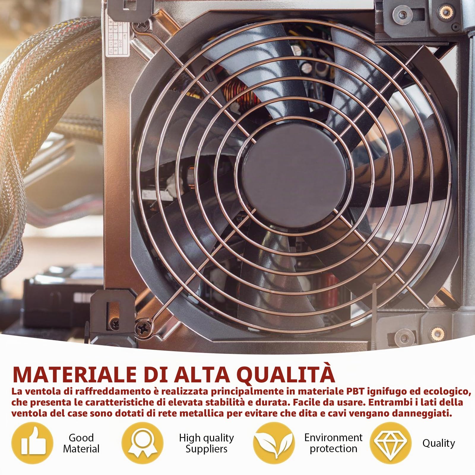 Ventola per Alloggiamento PC da 120 mm con Controllo della Velocità - Doppio Cuscinetto a Sfera, Silenziosa 220V per Laptop, TV, Radio, Router