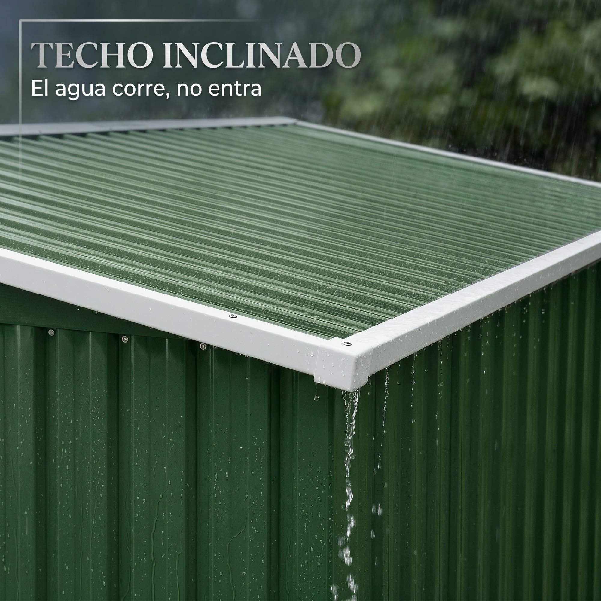 Outsunny Caseta de Jardín Exterior Metálica 2,7 m² 234x132x185 cm Verde | Cobertizo de Jardín Exterior, Triple Puerta, Cerradura, Techo Inclinado, Ventilación, Almacenamiento de Herramientas